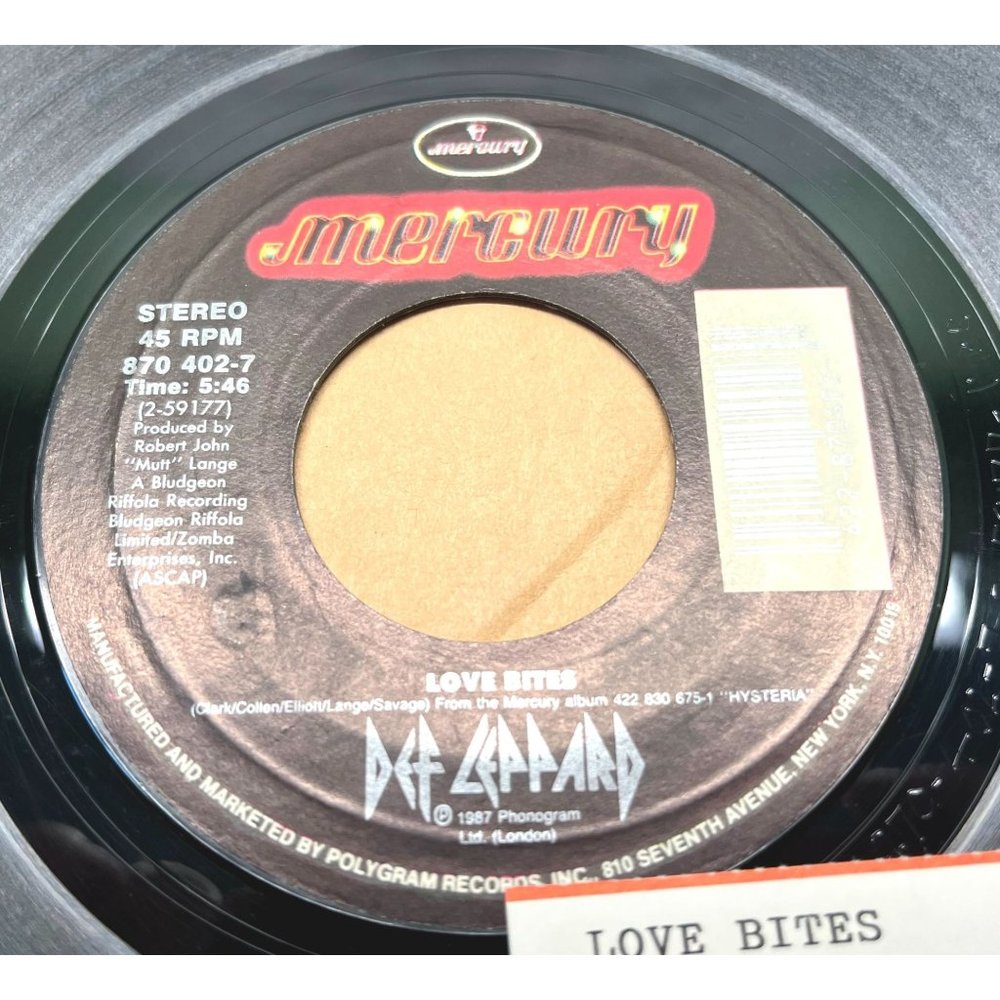 Def Leppard Love Bites / Billy's Got a Gun 45 Hard Rock Record 1987 Mercury